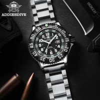 Addies Dive New Men Watch 316L Stainless Steel Strap Black Dial 50m Waterproof Timepieces Luminous Hand 51mm Sports Watch Clock
