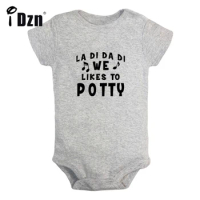 iDzn We Likes To Potty Baby Boys Fun Popcorn Rompers Baby Girls Cute Bodysuit Infant Short Sleeves Jumpsuit Newborn Soft Clothes