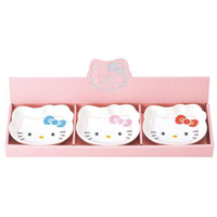 小禮堂 Hello Kitty 造型陶瓷盤3入組 12x11cm (大臉款)