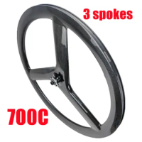 3Spokes Wheel Track Wheel 20MM Width 50MM Depth 6 Bolts 3K Glossy 3 Spokes Road Bike Wheel Rim 700c Tri Spokes Road Bike Wheel