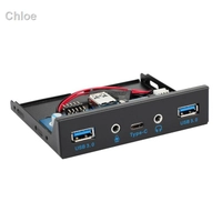 (現貨)☌❒♚USB3.1 Type-C正反插音頻前置面板臺式電腦3.5寸多功能軟驅面板