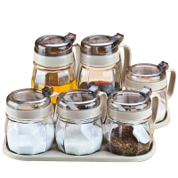 玻璃調料盒廚房家用小油壺調味罐套裝鹽罐鹽味精佐料盒調料瓶罐子