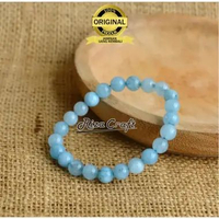 Gelang Batu Akik Aquamarine Biru ASLI Alam Natural ORIGINAL Kalimantan untuk Pria Wanita by Riza Cra