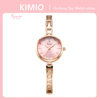 KIMIO Women Watch Dress Wristwatch Fashion Simple LOVE Strap Exquisite Small Dial Diamond Adorn Pointer Scale Ladies Clock Gifts