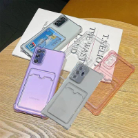 Transparent Card Slots Holer Soft TPU Case For Samsung Galaxy S20 FE S21 Plus Note 20 Ultra Camera Protected Slim Capa Coque