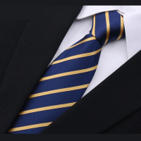 【拉福】領帶6cm中窄版領帶拉鍊領帶(藍黃紋)