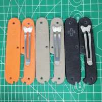 1 Pair Custom Made G10 Scales with Pocket Clip for 91 mm Victorinox Swiss Army Knife Modify Handle for SAK
