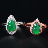 收藏級翡翠葫蘆戒指飾品禮物女款 近帝王綠A貨翡翠指環 送證書