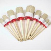 Round Bristle Wooden Handle Chalk Oil Paint Painting Wax Brush 1Set JCX9239