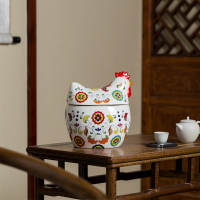 陶瓷雞擺件瓷器創意歐式彩繪家居客廳裝飾品零食密封儲物罐