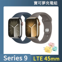 寶可夢充電組【Apple 蘋果】Apple Watch S9 LTE 45mm(不鏽鋼錶殼搭配運動型錶帶)
