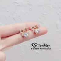CC Cute Earrings Fine Jewelry Party Daily Wear Accessories Romantic Bowknot Gold Plated Stud Earring for Girls CCE769