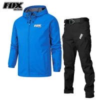 FOX RIDE RACING Cycling Jacket Men Mountain Bike Suit Motocross Windbreaker Waterproof Motorcycle Long Pants Kit Bicycle Coat