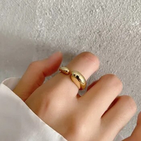 925 Sterling Silver Geometric Dome Ring Asymmetrical Classic Bold Gold Rings Unique Chunky Ring Minimalist Jewelry