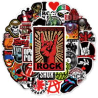 Edgy Rock Music Sticker Collection - 50 Waterproof Graffiti Decals to Customize Luggage, Laptop, Ska