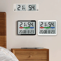 【YOLU】618年中慶 多功能磁吸壁掛彩屏電子溫濕度計 自動檢測溫濕度器(LED電子數字時鐘/鬧鐘/日曆)