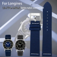 High quality canvas watchband for Longines classic reproduction L3 674.4 L3. 774.4 series nylon watch strap outdoor watch belt