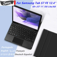 TrackPad Keyboard Case For Samsung Tab S7 FE 12.4 S7+ Plus S8 S9 11 S6 Lite 10.4 A8 10.5 Smart Cover Touchpad keyboards