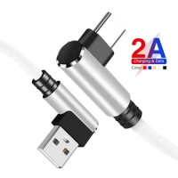 1m 2m 3m USB C Fast Charge 90 Degree Elbow Type-C Cable For Samsung Huawei Mate Honor Xiaomi Nokia LG Google Pixel Smart Phone