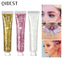 QIBEST Body Glitter Gel Nail Hair Face Flash Eye Loose Sequins Cream Diamond Jewels Rhinestones Makeup Decoration Party Festival