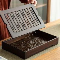 竹制簡易小茶盤家用小型儲水方形干泡茶臺日式簡約禪意托盤瀝水盤