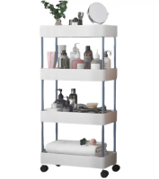 Rak Dapur 4 Susun Troli Trolley Dorong Rack Pot Salon Tingkat Kokoh PP