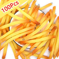 Bulk Wholesale 100pcs Long French Fries Resin Charms Lots Sale Simulated Potato Sticks Keychain Pendants Diy Jewelry Crafts