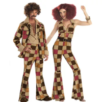 Halloween Costumes Male Women Vintage 70s Peace Love Hippie Costume Couples Disco Rock Hippie Cosplay Carnival Party Fancy Dress