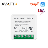 AVATTO 16A Tuya WiFi/Zigbee Smart Mini Light Module Switch 2 Way Control Smart Home Automation Voice for Alexa Google Home