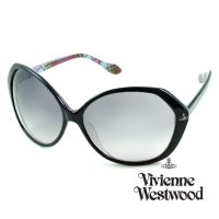 【Vivienne Westwood】英國精品時尚不規則系列造型太陽眼鏡(VW731-01-黑)