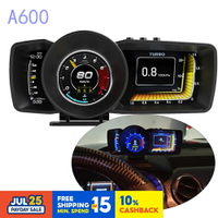 A600 HUD OBD2 多功能通用儀表板汽車前頂視圖 OBD2  GPS 智能速度表自動壓力表報警系統 Tu