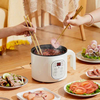 Double Electric Hot Pot Mini Rice Cooker Steam Meat Multifunction Chinese Hot Pot Food Dishes Non-stick Fondue Chinoise Cookware