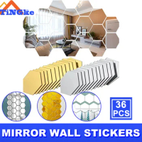 Self Adhesive Hexagon Acrylic Mirror Wall Stickers Acrylic Mosaic Tiles Decal Bedroom Room Home DIY Decoration Wall Sticker