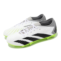 【adidas 愛迪達】足球鞋 Predator Accuracy.3 FG 白 灰 綠 男鞋 短草地球場 室外 愛迪達(GZ0014)