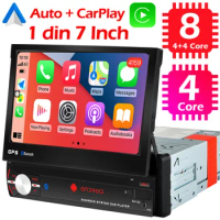 1 Din Android 10 Car Radio 1din GPS WIFI 8 Core 4G Stereo Autoradio 7 Inch Retractable Screen Bluetooth Video Multimedia CarPlay