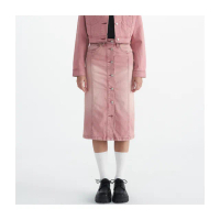 【LEVIS 官方旗艦】女款 單寧牛仔裙 前排釦設計 牛仔長裙 熱賣單品 0015Z-0001