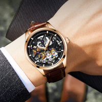AILANG 8607 sports automatic watch men's hollow mechanical watch waterproof luminous hollow new business watch
