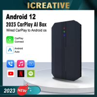 Carplay AI Box Android12 4G LTE For Car Android Radio 8+128GB Wired to Wireless Carplay Android Auto WiFi Netflix YouTube Google