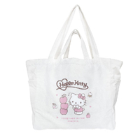 小禮堂 Hello Kitty 摺疊帆布肩背袋 (米蘋果身高款) 4710243-596999