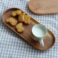 日式橢圓櫸木小木碟 柚木托盤 咖啡牛奶點心果盤 一人食