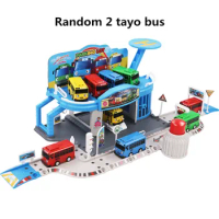 Korean Cartoons Toy bus ko set Assembled Bus Station Parking Lot Car Runway Model with 2 mini tayo bus
