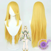 Mythra Hikari Xenoblade 2 Cosplay Wig Yellow 80cm Long Straight Heat Resistant Synthetic Hair Halloween Party Carnival + Wig Cap