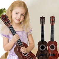 Toy Ukulele Classical Guitar Musical Instrument, Kids Play Early Educational Learning, Adjustable Atrings with Paddles 2 Colors