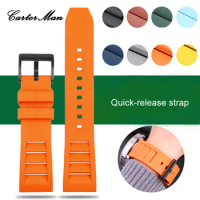 High quality fluororubber watch strap, flat head, universal type, For Omega Seahorse Rolex Seiko Breitling watch strap 20mm 22mm