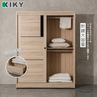 KIKY 宇都推門免組裝5尺超大衣櫃(附全身鏡)