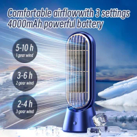 Air Conditioner Desk Fan Ultra Quiet Table Fan USB Rechargeable Strong Airflow Cooling Fan With 4 Speed Powerful Wind Offices Fa