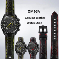 21mm Genuine Leather Watchband fit For Omega Strap Speedmaster Series 311.92.44 Watchband Bracelet Men Accessories Black