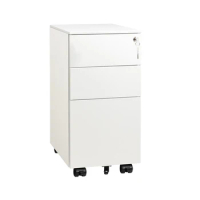 Locking File Cabinet, 3 Drawer Rolling Pedestal Under Desk, Mobile Filing Cabinet for Legal/Letter/A4 File, White