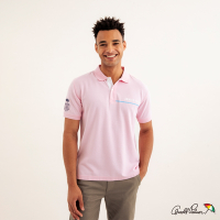 Arnold Palmer -男裝-品牌印花機能網眼POLO衫-粉色