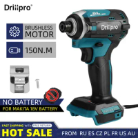Drillpro Cordless Electric Screwdriver Brushless Speed Impact Wrench Rechargeable Hand Drill Power Tool For Makita 18V Battery